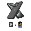 MARSİLYAN™- iPhone 15 Pro Max Kılıf Atlas Form - Siyah Buffer Hayalet Cam Ekran Koruyucu + PVD Metal Kamera Lens - GI