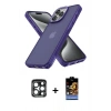 MARSİLYAN™- iPhone 15 Pro Max Kılıf Atlas Form - Siyah Buffer Hayalet Cam Ekran Koruyucu + PVD Metal Kamera Lens - LT
