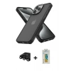 MARSİLYAN™- iPhone 15 Pro Max Kılıf Atlas Form - Siyah Polymer Nano Ekran Koruyucu + Raze Metal Kamera Lens - SH