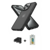 MARSİLYAN™- iPhone 15 Pro Max Kılıf Atlas Form - Siyah Polymer Nano Ekran Koruyucu + Titanyum Gri Raze Metal Kamera Lens