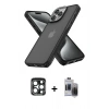 MARSİLYAN™- iPhone 15 Pro Max Kılıf Atlas Form - Siyah Vanessa Magic Hayalet Cam + PVD Metal Kamera Lens - LT