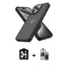 MARSİLYAN™- iPhone 15 Pro Max Kılıf Atlas Form - Siyah Vanessa Magic Hayalet Cam + PVD Metal Kamera Lens - TU