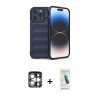 MARSİLYAN™- iPhone 15 Pro Max Kılıf Atlas Koleksiyonu - Şeffaf Pasifik Cam Ekran Koruyucu + PVD Metal Kamera Lens - GS