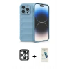 MARSİLYAN™- iPhone 15 Pro Max Kılıf Atlas Koleksiyonu - Şeffaf Pasifik Cam Ekran Koruyucu + PVD Metal Kamera Lens - LT