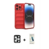MARSİLYAN™- iPhone 15 Pro Max Kılıf Atlas Koleksiyonu - Şeffaf Pasifik Cam Ekran Koruyucu + PVD Metal Kamera Lens - LT
