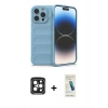 MARSİLYAN™- iPhone 15 Pro Max Kılıf Atlas Koleksiyonu - Şeffaf Pasifik Cam Ekran Koruyucu + PVD Metal Kamera Lens - SH