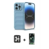 MARSİLYAN™- iPhone 15 Pro Max Kılıf Atlas Koleksiyonu - Siyah 360 Mat Full Body Arka Koruyucu + PVD Metal Kamera Lens - GI