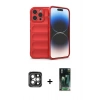 MARSİLYAN™- iPhone 15 Pro Max Kılıf Atlas Koleksiyonu - Siyah 360 Mat Full Body Arka Koruyucu + PVD Metal Kamera Lens - GI