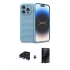MARSİLYAN™- iPhone 15 Pro Max Kılıf Atlas Koleksiyonu - Siyah 3D Antistatik Hayalet Cam Ekran Koruyucu + Raze Metal Kamera Lens - LT