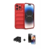 MARSİLYAN™- iPhone 15 Pro Max Kılıf Atlas Koleksiyonu - Siyah 3D Antistatik Mat Seramik Nano Ekran Koruyucu + Raze Metal Kamera Lens - TMGI