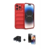 MARSİLYAN™- iPhone 15 Pro Max Kılıf Atlas Koleksiyonu - Siyah 3D Antistatik Mat Seramik Nano Ekran Koruyucu + Raze Metal Kamera Lens - LT