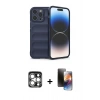 MARSİLYAN™- iPhone 15 Pro Max Kılıf Atlas Koleksiyonu - Siyah 3D Antistatik Mat Seramik Nano Ekran Koruyucu + PVD Metal Kamera Lens - GS