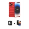 MARSİLYAN™- iPhone 15 Pro Max Kılıf Atlas Koleksiyonu - Siyah 3D Antistatik Mat Seramik Nano Ekran Koruyucu + PVD Metal Kamera Lens - SH