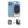 MARSİLYAN™- iPhone 15 Pro Max Kılıf Atlas Koleksiyonu - Siyah 3D Antistatik Mat Seramik Nano Ekran Koruyucu + PVD Metal Kamera Lens - LT