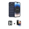 MARSİLYAN™- iPhone 15 Pro Max Kılıf Atlas Koleksiyonu - Siyah 3D Antistatik Mat Seramik Nano Ekran Koruyucu + PVD Metal Kamera Lens - LT