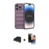 MARSİLYAN™- iPhone 15 Pro Max Kılıf Atlas Koleksiyonu - Siyah 3D Antistatik Mat Seramik Nano Ekran Koruyucu + Raze Metal Kamera Lens - TMGI