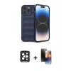 MARSİLYAN™- iPhone 15 Pro Max Kılıf Atlas Koleksiyonu - Siyah 3D Antistatik Mat Seramik Nano Ekran Koruyucu + PVD Metal Kamera Lens - SH