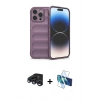 MARSİLYAN™- iPhone 15 Pro Max Kılıf Atlas Koleksiyonu - Siyah 3D Antistatik Seramik Nano Ekran Koruyucu + Raze Metal Kamera Lens - LT