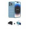 MARSİLYAN™- iPhone 15 Pro Max Kılıf Atlas Koleksiyonu - Siyah 3D Antistatik Seramik Nano Ekran Koruyucu + Raze Metal Kamera Lens - LT