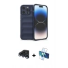 MARSİLYAN™- iPhone 15 Pro Max Kılıf Atlas Koleksiyonu - Siyah 3D Antistatik Seramik Nano Ekran Koruyucu + Raze Metal Kamera Lens - LT