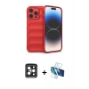 MARSİLYAN™- iPhone 15 Pro Max Kılıf Atlas Koleksiyonu - Siyah 3D Antistatik Seramik Nano Ekran Koruyucu + PVD Metal Kamera Lens - SH