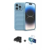 MARSİLYAN™- iPhone 15 Pro Max Kılıf Atlas Koleksiyonu - Siyah 3D Antistatik Seramik Nano Ekran Koruyucu + Raze Metal Kamera Lens - GS