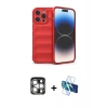 MARSİLYAN™- iPhone 15 Pro Max Kılıf Atlas Koleksiyonu - Siyah 3D Antistatik Seramik Nano Ekran Koruyucu + PVD Metal Kamera Lens - GS