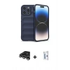 MARSİLYAN™- iPhone 15 Pro Max Kılıf Atlas Koleksiyonu - Siyah Bilvis 0.18mm Plus Cam Ekran Koruyucu + Gümüş Raze Metal Kamera Lens