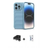 MARSİLYAN™- iPhone 15 Pro Max Kılıf Atlas Koleksiyonu - Siyah Bilvis 0.18mm Plus Cam Ekran Koruyucu + Gümüş Raze Metal Kamera Lens
