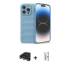 MARSİLYAN™- iPhone 15 Pro Max Kılıf Atlas Koleksiyonu - Siyah Bilvis 0.18mm Plus Cam Ekran Koruyucu + Lacivert Raze Metal Kamera Lens