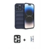 MARSİLYAN™- iPhone 15 Pro Max Kılıf Atlas Koleksiyonu - Siyah Bilvis 0.18mm Plus Cam Ekran Koruyucu + PVD Metal Kamera Lens - LT