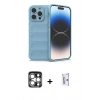 MARSİLYAN™- iPhone 15 Pro Max Kılıf Atlas Koleksiyonu - Siyah Bilvis 0.18mm Plus Cam Ekran Koruyucu + PVD Metal Kamera Lens - GS