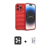 MARSİLYAN™- iPhone 15 Pro Max Kılıf Atlas Koleksiyonu - Siyah Bilvis 0.18mm Plus Cam Ekran Koruyucu + PVD Metal Kamera Lens - SH