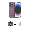 MARSİLYAN™- iPhone 15 Pro Max Kılıf Atlas Koleksiyonu - Siyah Bilvis 0.18mm Plus Cam Ekran Koruyucu + PVD Metal Kamera Lens - TU