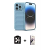 MARSİLYAN™- iPhone 15 Pro Max Kılıf Atlas Koleksiyonu - Siyah Bilvis 3D Mat Cam Ekran Koruyucu + PVD Metal Kamera Lens - TU