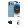 MARSİLYAN™- iPhone 15 Pro Max Kılıf Atlas Koleksiyonu - Siyah Bilvis 3D Mat Cam Ekran Koruyucu + Raze Metal Kamera Lens - LT