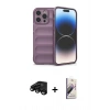 MARSİLYAN™- iPhone 15 Pro Max Kılıf Atlas Koleksiyonu - Siyah Bilvis 3D Mat Cam Ekran Koruyucu + Raze Metal Kamera Lens - SH
