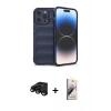 MARSİLYAN™- iPhone 15 Pro Max Kılıf Atlas Koleksiyonu - Siyah Bilvis 3D Mat Cam Ekran Koruyucu + Raze Metal Kamera Lens - SH