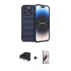 MARSİLYAN™- iPhone 15 Pro Max Kılıf Atlas Koleksiyonu - Siyah Bilvis 3D Mat Cam Ekran Koruyucu + Raze Metal Kamera Lens - LT