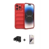 MARSİLYAN™- iPhone 15 Pro Max Kılıf Atlas Koleksiyonu - Siyah Bilvis 3D Mat Cam Ekran Koruyucu + Raze Metal Kamera Lens - SH