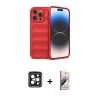 MARSİLYAN™- iPhone 15 Pro Max Kılıf Atlas Koleksiyonu - Siyah Bilvis 3D Mat Cam Ekran Koruyucu + PVD Metal Kamera Lens - SH