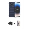 MARSİLYAN™- iPhone 15 Pro Max Kılıf Atlas Koleksiyonu - Siyah Bilvis 3D Mat Cam Ekran Koruyucu + Titanyum Gri Raze Metal Kamera Lens