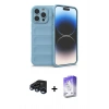 MARSİLYAN™- iPhone 15 Pro Max Kılıf Atlas Koleksiyonu - Siyah Bilvis 5in1 3D Magic Cam Ekran Koruyucu + Raze Metal Kamera Lens - LT
