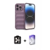 MARSİLYAN™- iPhone 15 Pro Max Kılıf Atlas Koleksiyonu - Siyah Bilvis 5in1 3D Magic Cam Ekran Koruyucu + PVD Metal Kamera Lens - TU