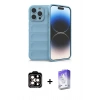 MARSİLYAN™- iPhone 15 Pro Max Kılıf Atlas Koleksiyonu - Siyah Bilvis 5in1 3D Magic Cam Ekran Koruyucu + PVD Metal Kamera Lens - TU