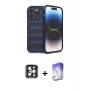 MARSİLYAN™- iPhone 15 Pro Max Kılıf Atlas Koleksiyonu - Siyah Bilvis 5in1 3D Magic Cam Ekran Koruyucu + PVD Metal Kamera Lens - GI