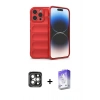 MARSİLYAN™- iPhone 15 Pro Max Kılıf Atlas Koleksiyonu - Siyah Bilvis 5in1 3D Magic Cam Ekran Koruyucu + PVD Metal Kamera Lens - GI