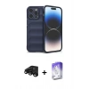 MARSİLYAN™- iPhone 15 Pro Max Kılıf Atlas Koleksiyonu - Siyah Bilvis 5in1 3D Magic Cam Ekran Koruyucu + Raze Metal Kamera Lens - SH