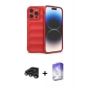 MARSİLYAN™- iPhone 15 Pro Max Kılıf Atlas Koleksiyonu - Siyah Bilvis 5in1 3D Magic Cam Ekran Koruyucu + Titanyum Gri Raze Metal Kamera Lens