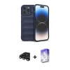 MARSİLYAN™- iPhone 15 Pro Max Kılıf Atlas Koleksiyonu - Siyah Bilvis 5in1 3D Magic Cam Ekran Koruyucu + Titanyum Gri Raze Metal Kamera Lens